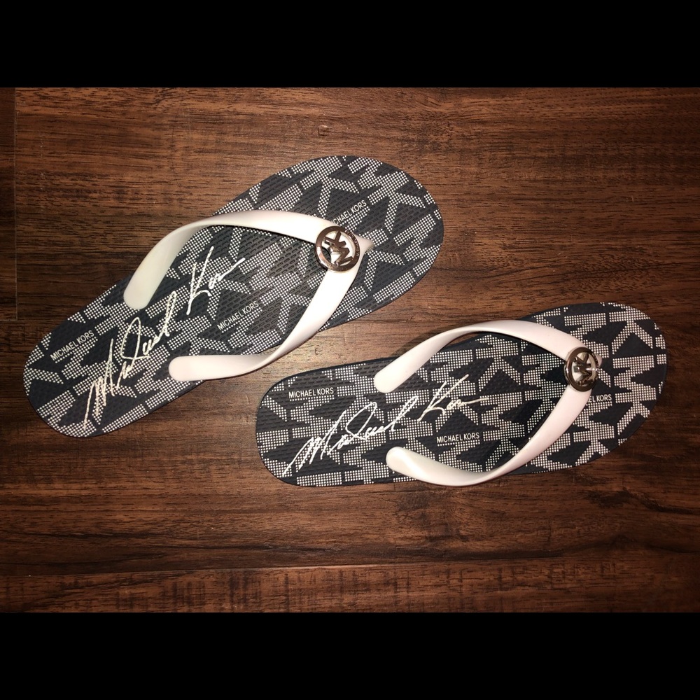 Blue Michael Kors Flip Flops